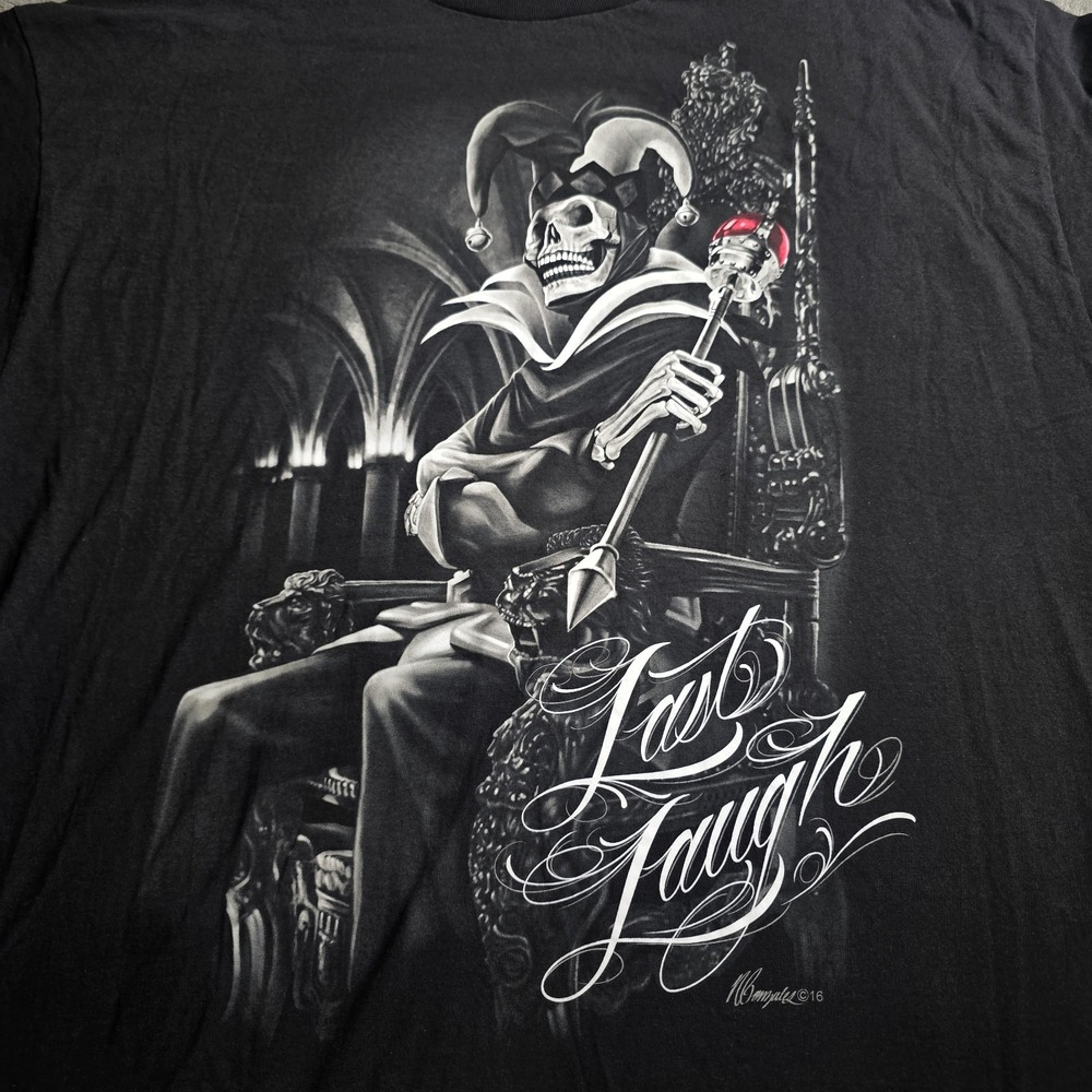 David Gonzales DGA T Shirt Mens 2XL Last Laugh Jester Clown Lowrider Chicano Art